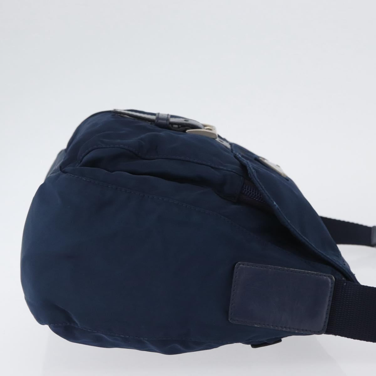 PRADA Shoulder Bag Nylon Navy Silver Auth BA11437