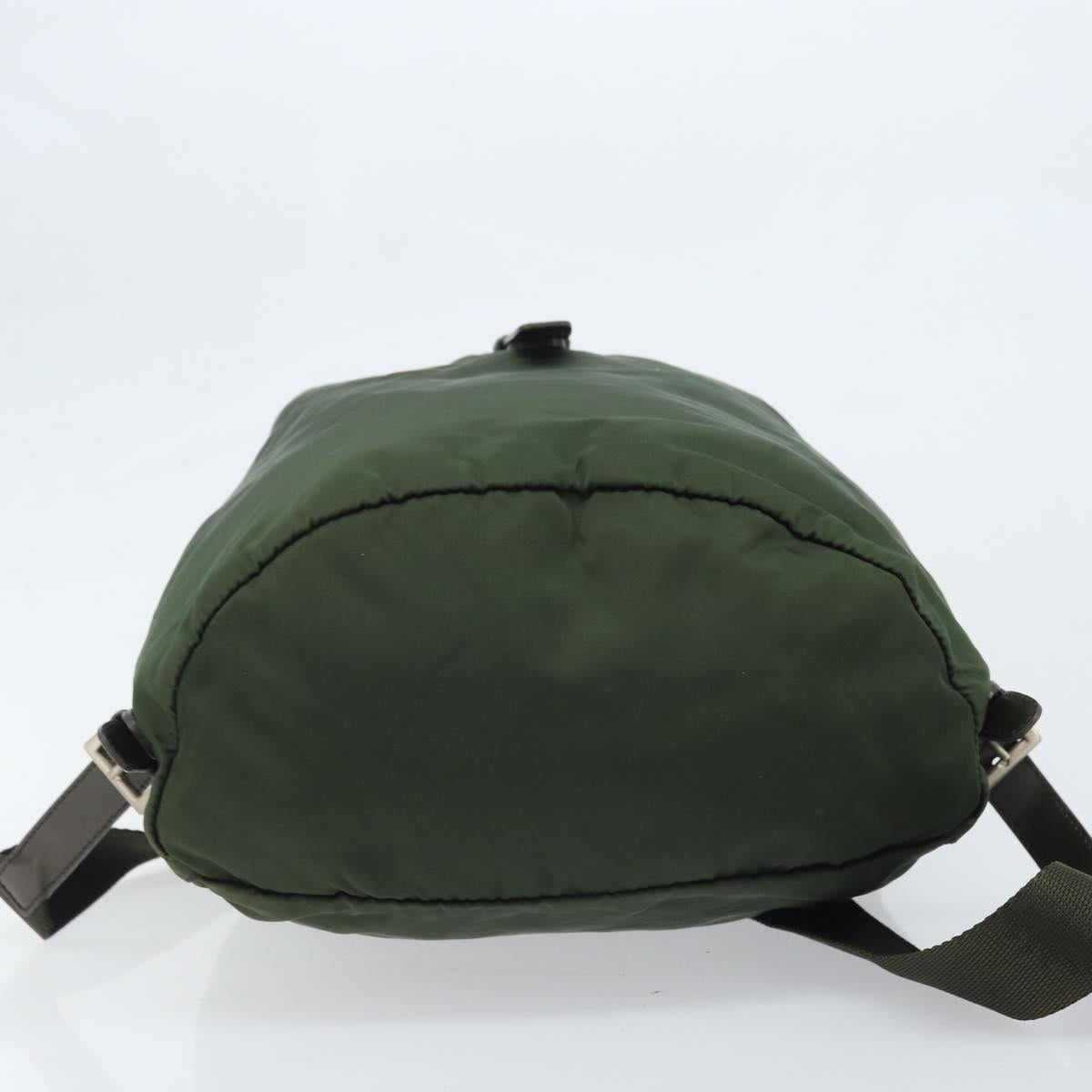 PRADA Backpack Nylon Khaki Silver Auth BA11438