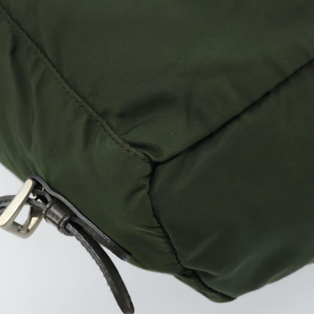 PRADA Backpack Nylon Khaki Silver Auth BA11438