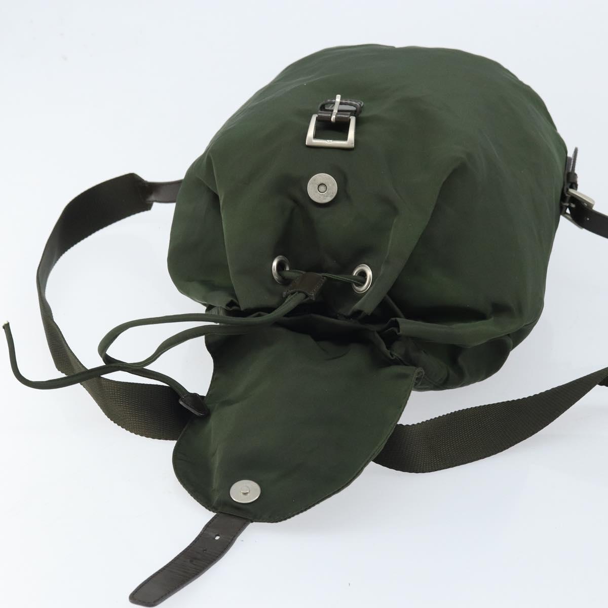 PRADA Backpack Nylon Khaki Silver Auth BA11438
