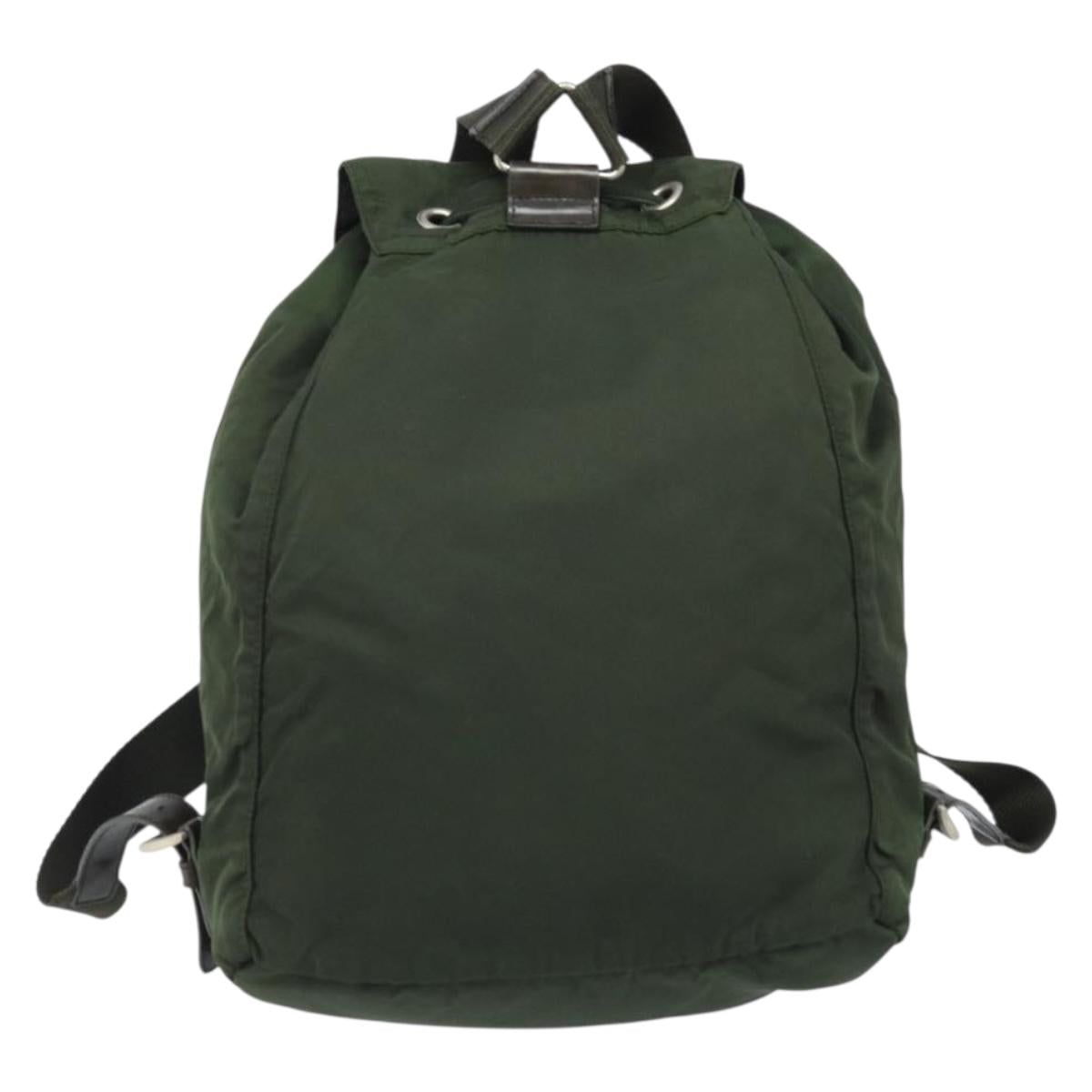 PRADA Backpack Nylon Khaki Silver Auth BA11438