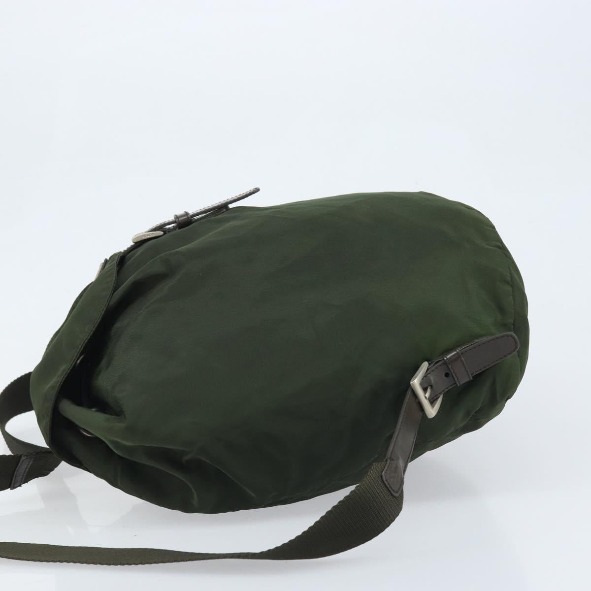 PRADA Backpack Nylon Khaki Silver Auth BA11438