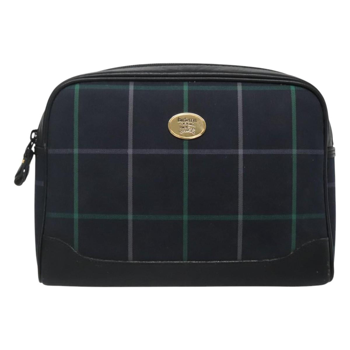 Burberrys Nova Check Clutch Bag Canvas Navy Auth BA1144