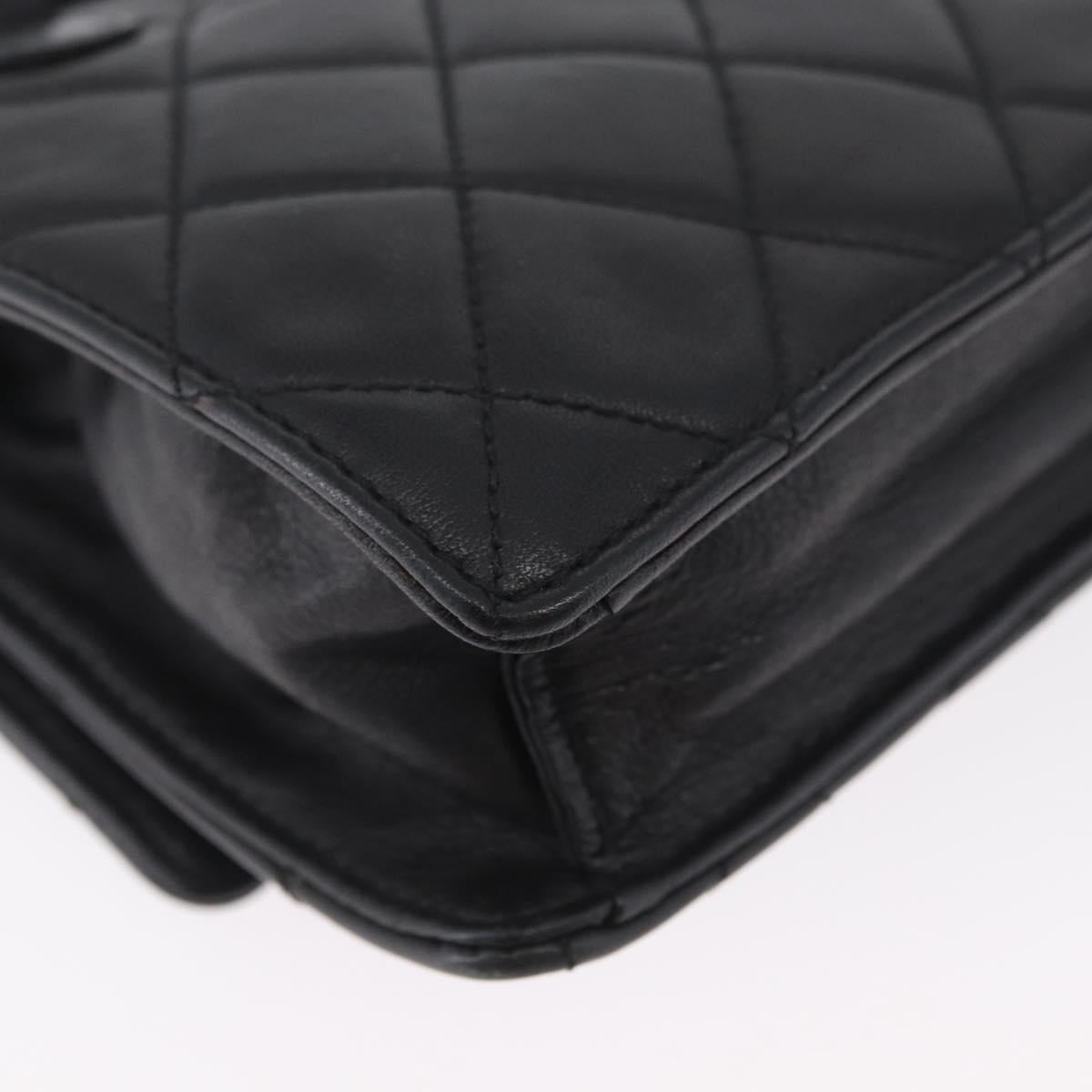 CHANEL Waist Bag Lamb Skin Black Gold CC Auth BA11440A