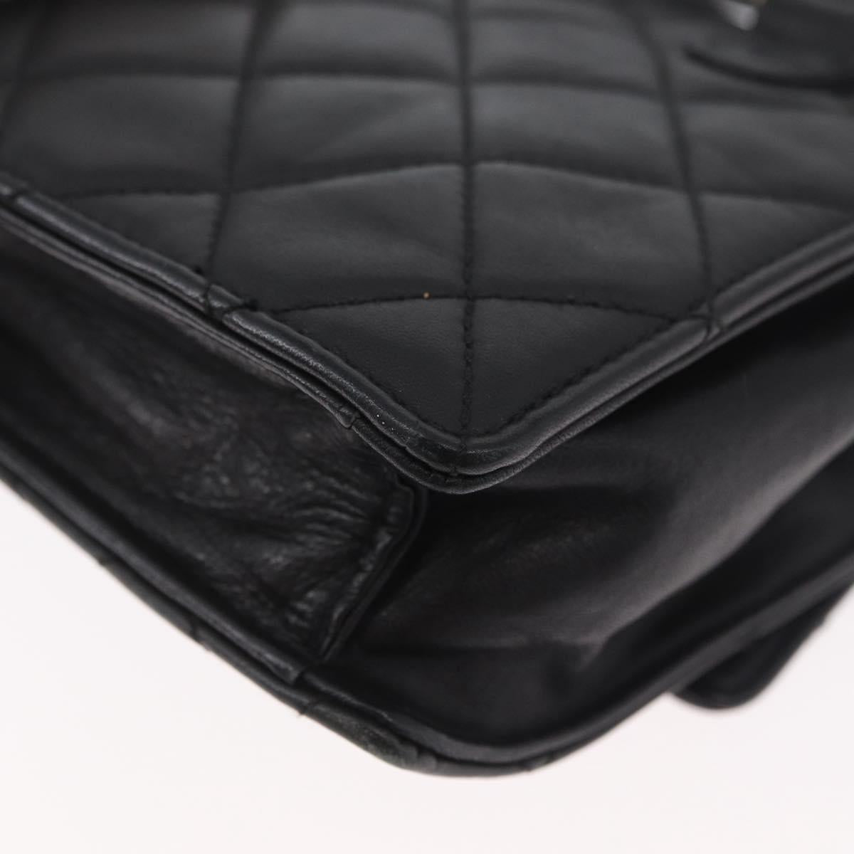 CHANEL Waist Bag Lamb Skin Black Gold CC Auth BA11440A