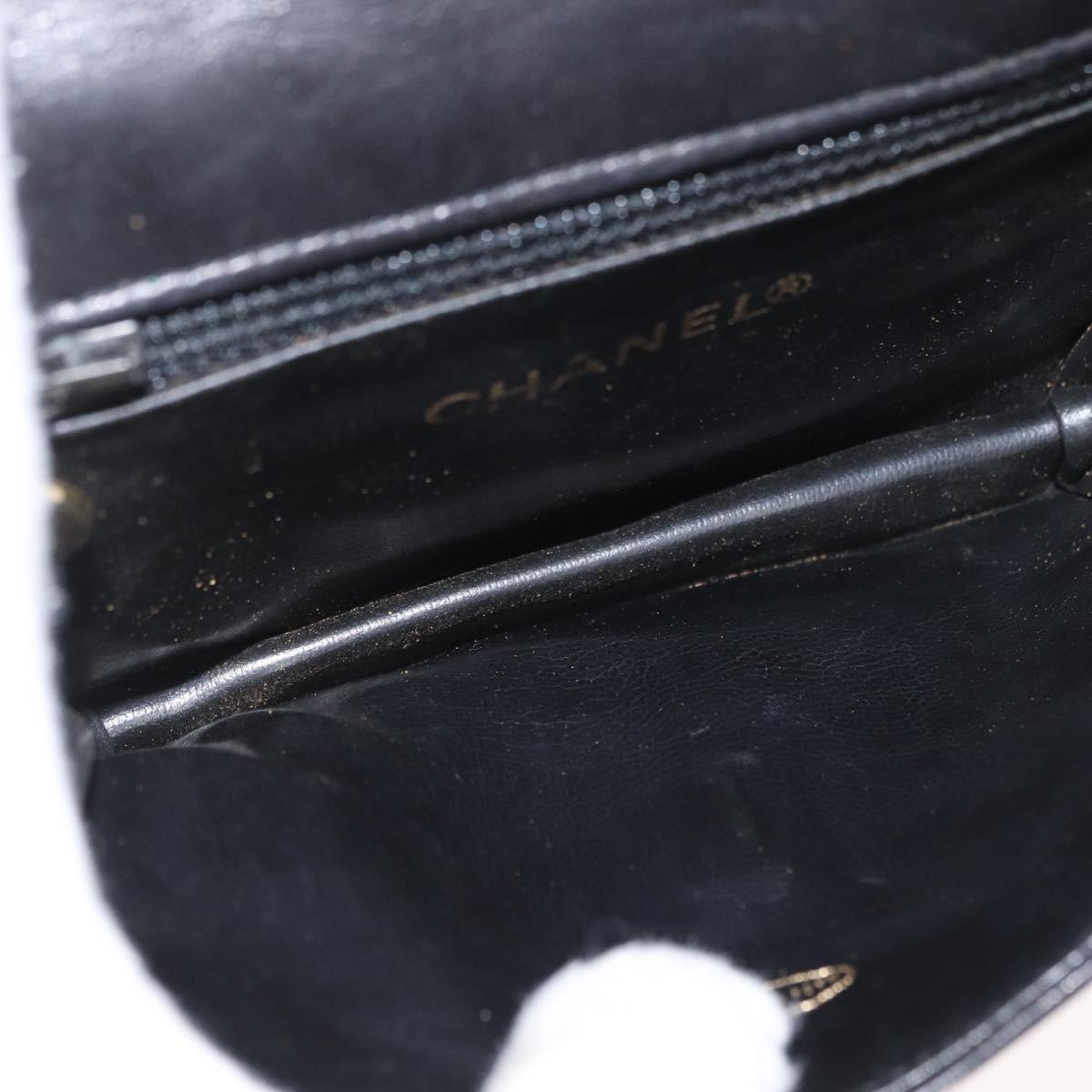 CHANEL Waist Bag Lamb Skin Black Gold CC Auth BA11440A