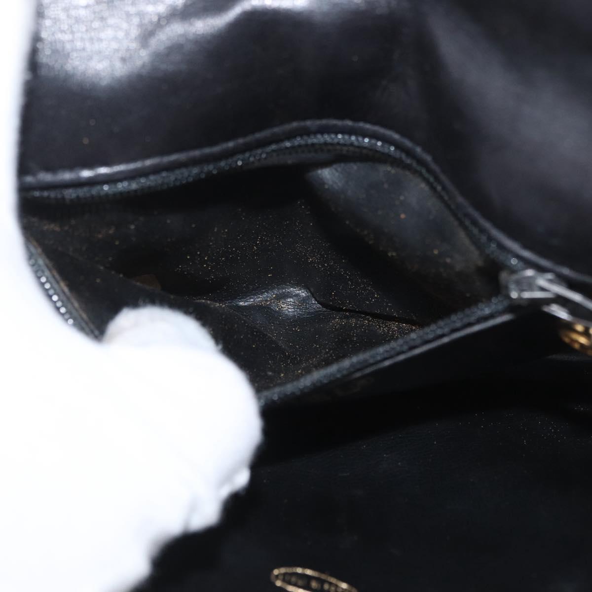 CHANEL Waist Bag Lamb Skin Black Gold CC Auth BA11440A