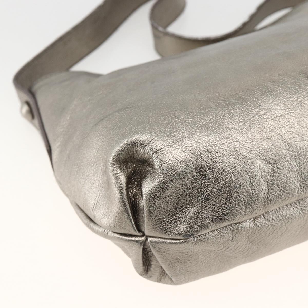 Salvatore Ferragamo Shoulder Bag Leather Silver Auth BA11441