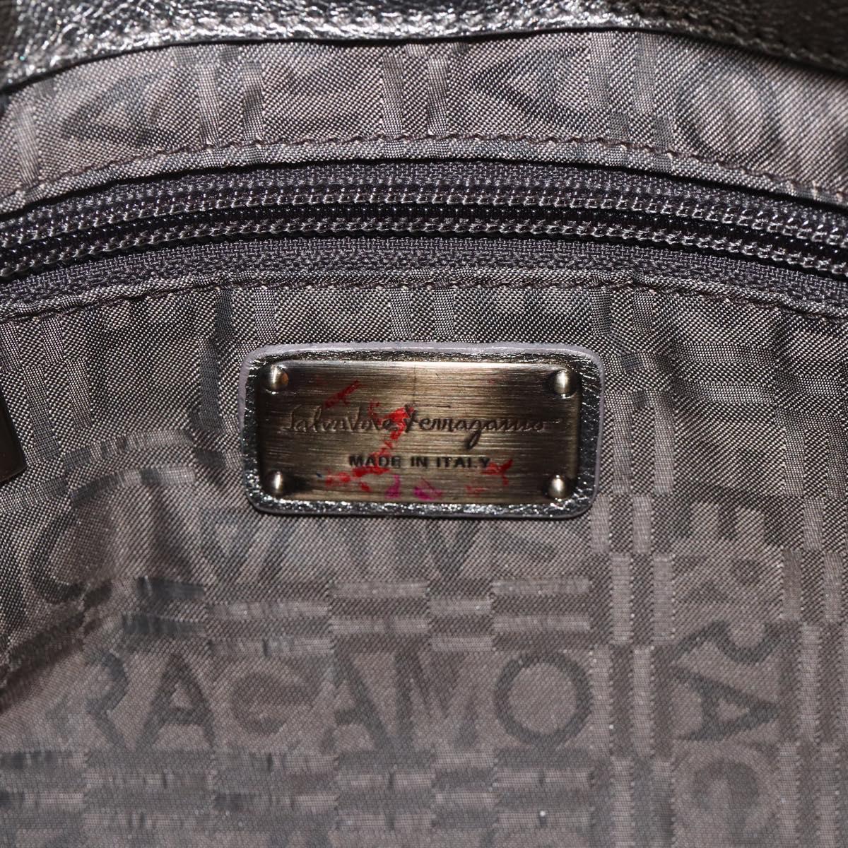Salvatore Ferragamo Shoulder Bag Leather Silver Auth BA11441