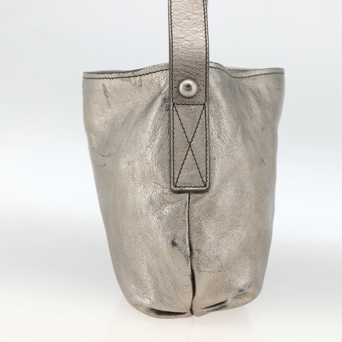 Salvatore Ferragamo Shoulder Bag Leather Silver Auth BA11441
