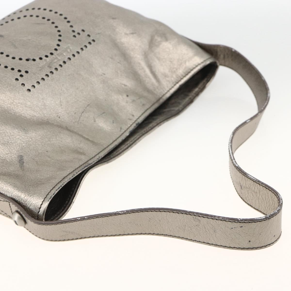 Salvatore Ferragamo Shoulder Bag Leather Silver Auth BA11441