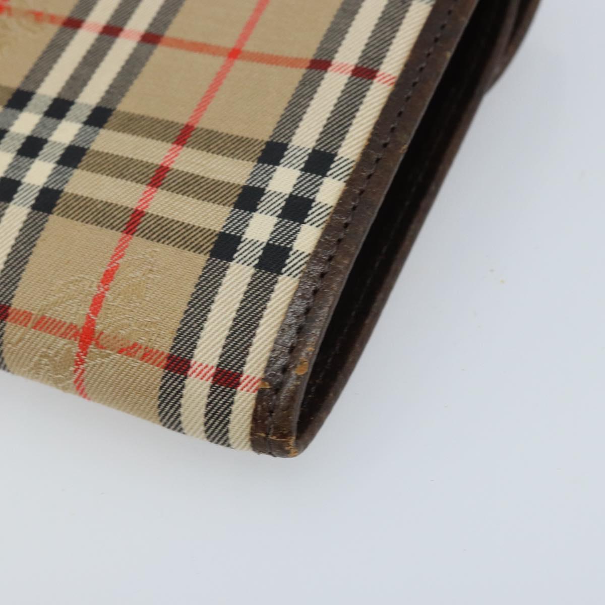 Burberrys Nova Check Pouch Canvas Beige Gold Auth BA11444