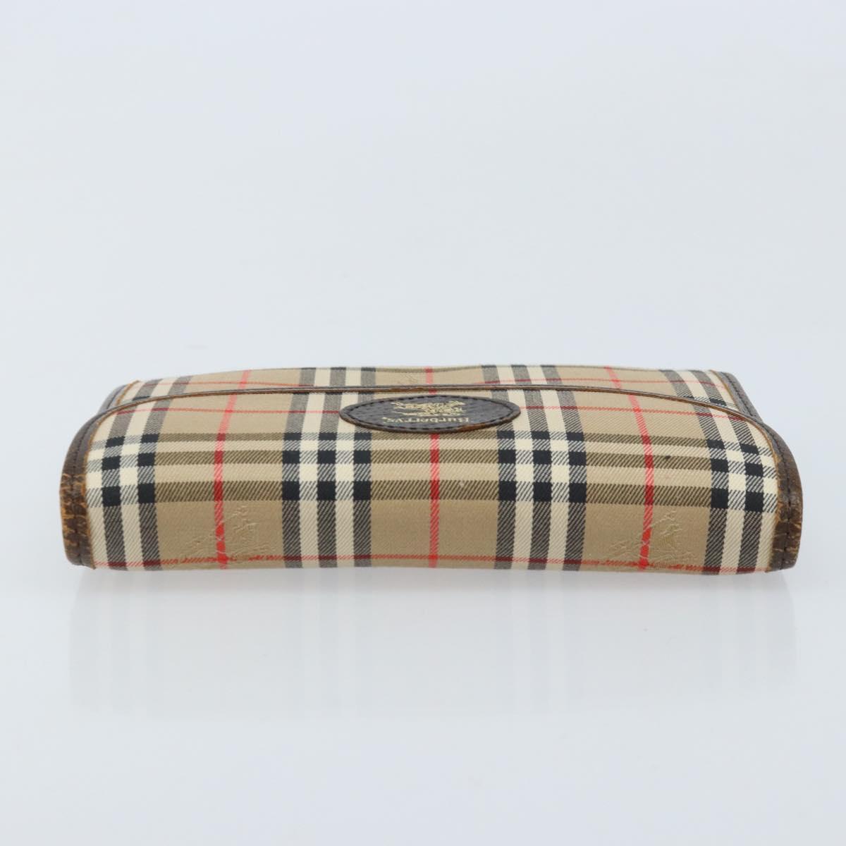 Burberrys Nova Check Pouch Canvas Beige Gold Auth BA11444