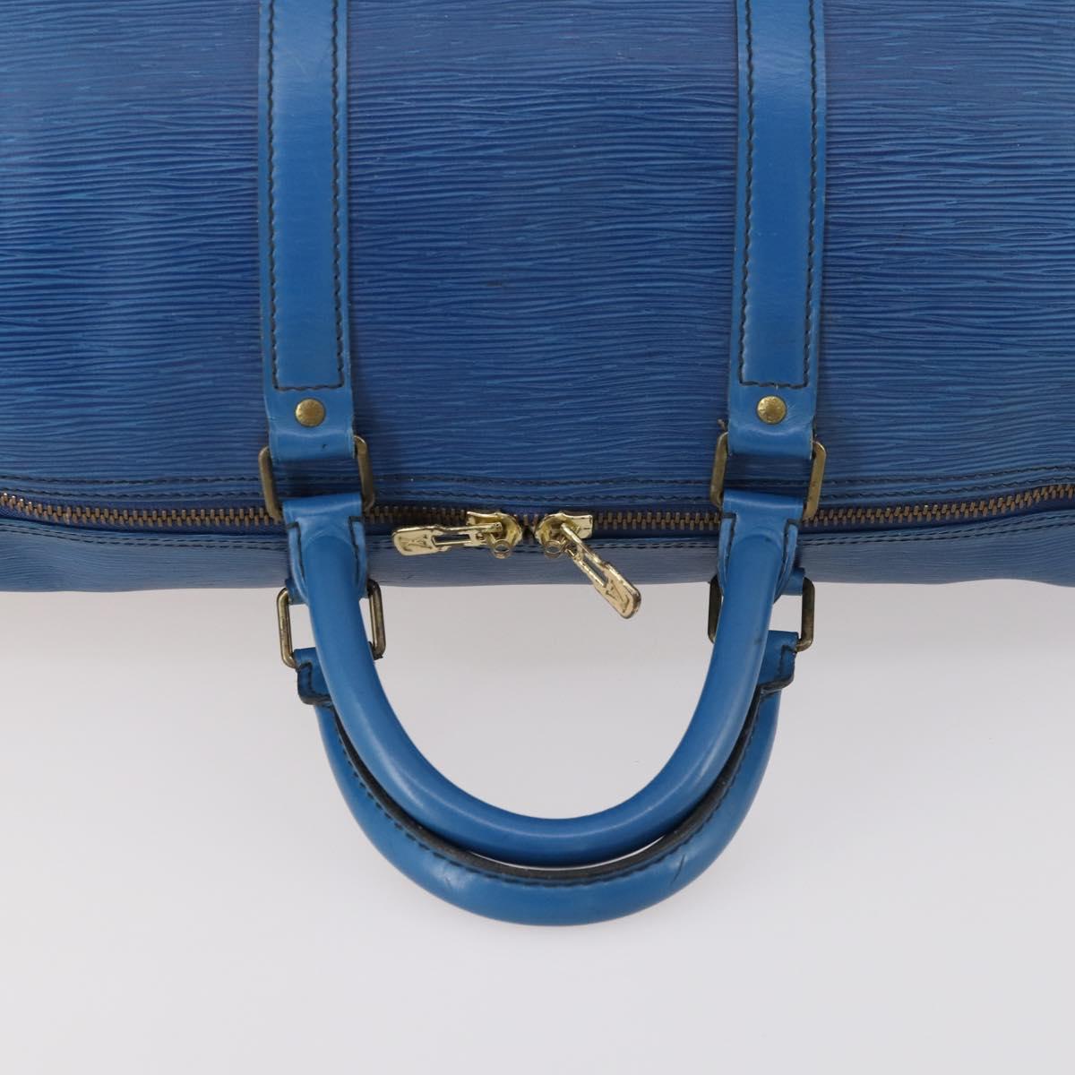 LOUIS VUITTON Epi Keepall 55 Boston Bag Toledo Blue M42955 LV Auth BA11448