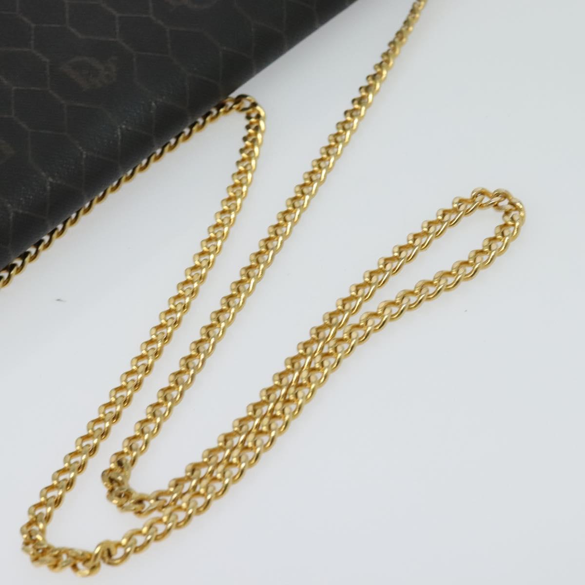 Christian Dior Honeycomb Canvas Chain Shoulder Bag PVC Black Gold Auth BA1145