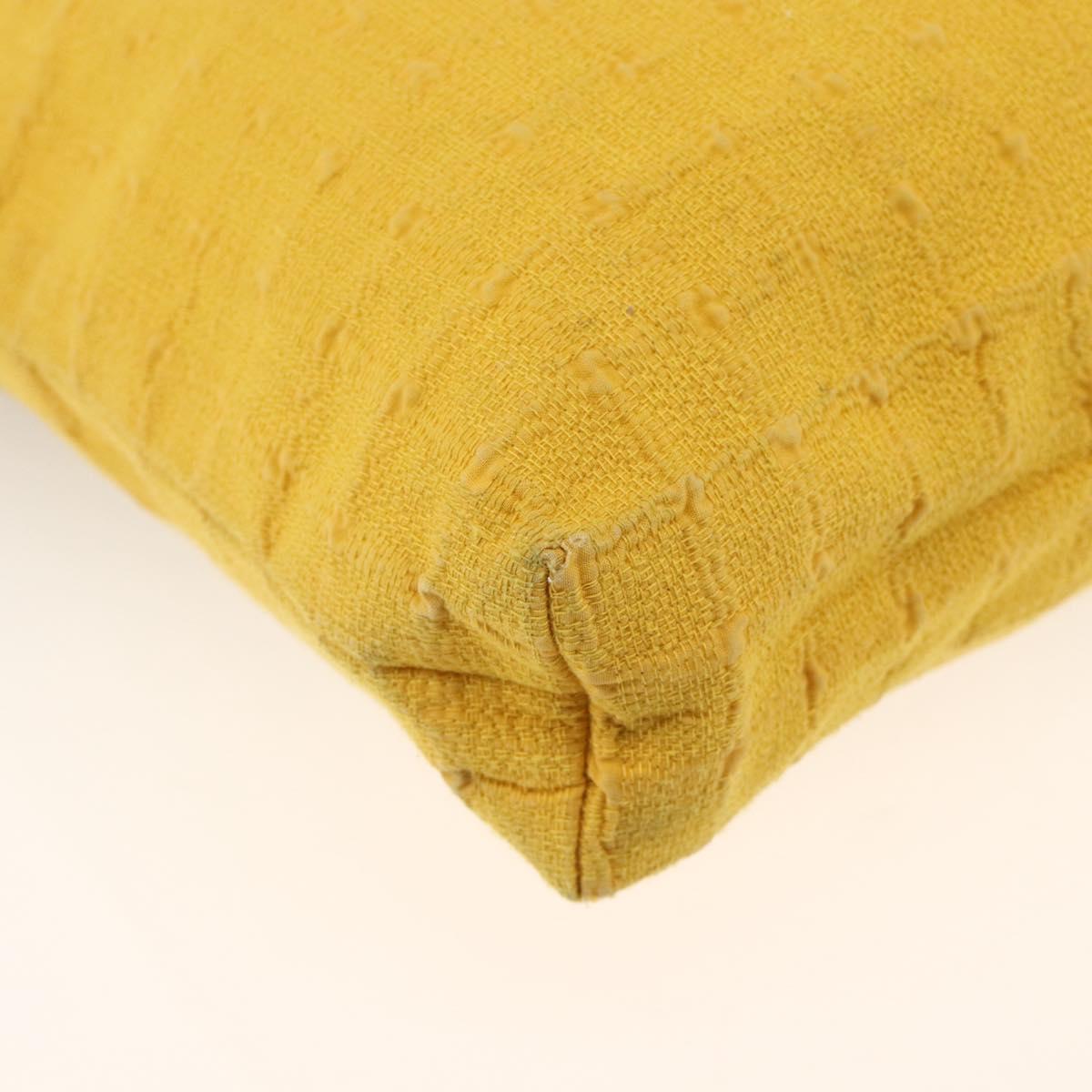 HERMES Amedaba GM Tote Bag Canvas Leather Yellow gold Auth BA11452