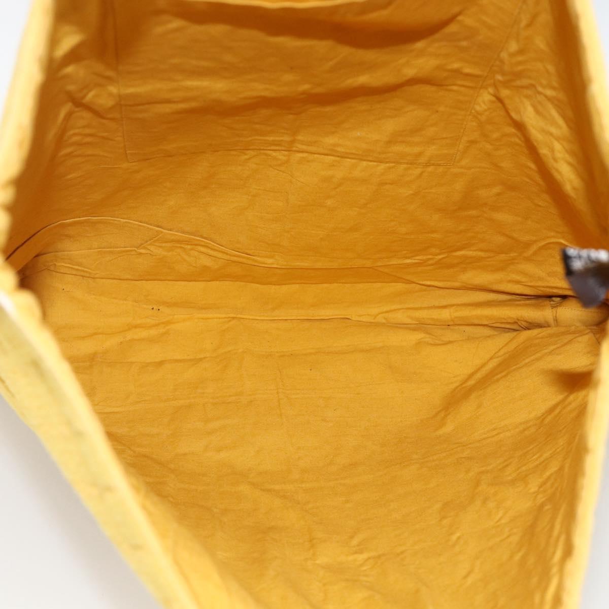 HERMES Amedaba GM Tote Bag Canvas Leather Yellow gold Auth BA11452
