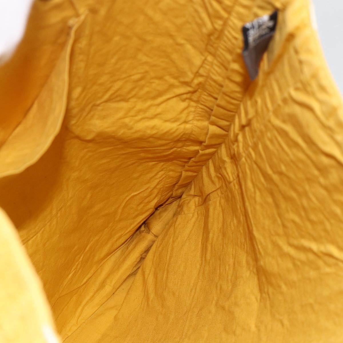 HERMES Amedaba GM Tote Bag Canvas Leather Yellow gold Auth BA11452