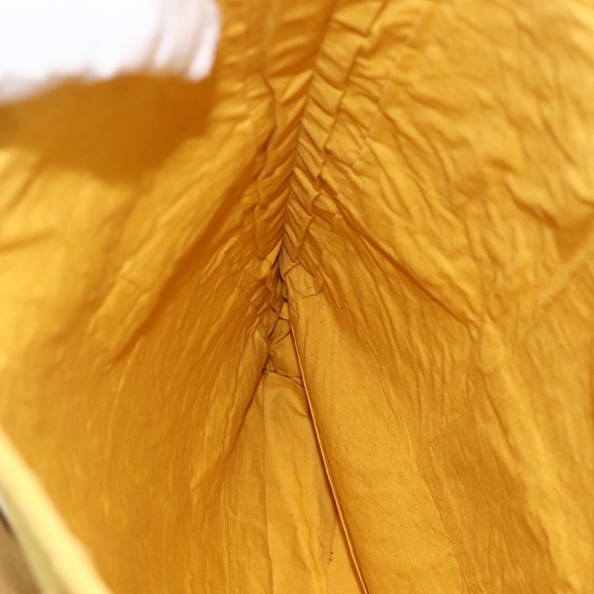HERMES Amedaba GM Tote Bag Canvas Leather Yellow gold Auth BA11452