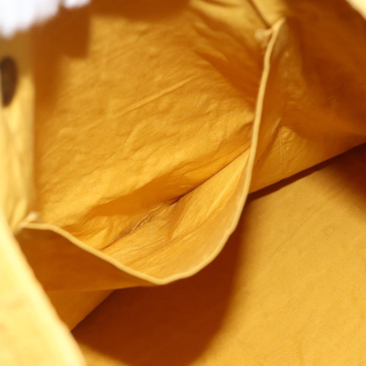 HERMES Amedaba GM Tote Bag Canvas Leather Yellow gold Auth BA11452