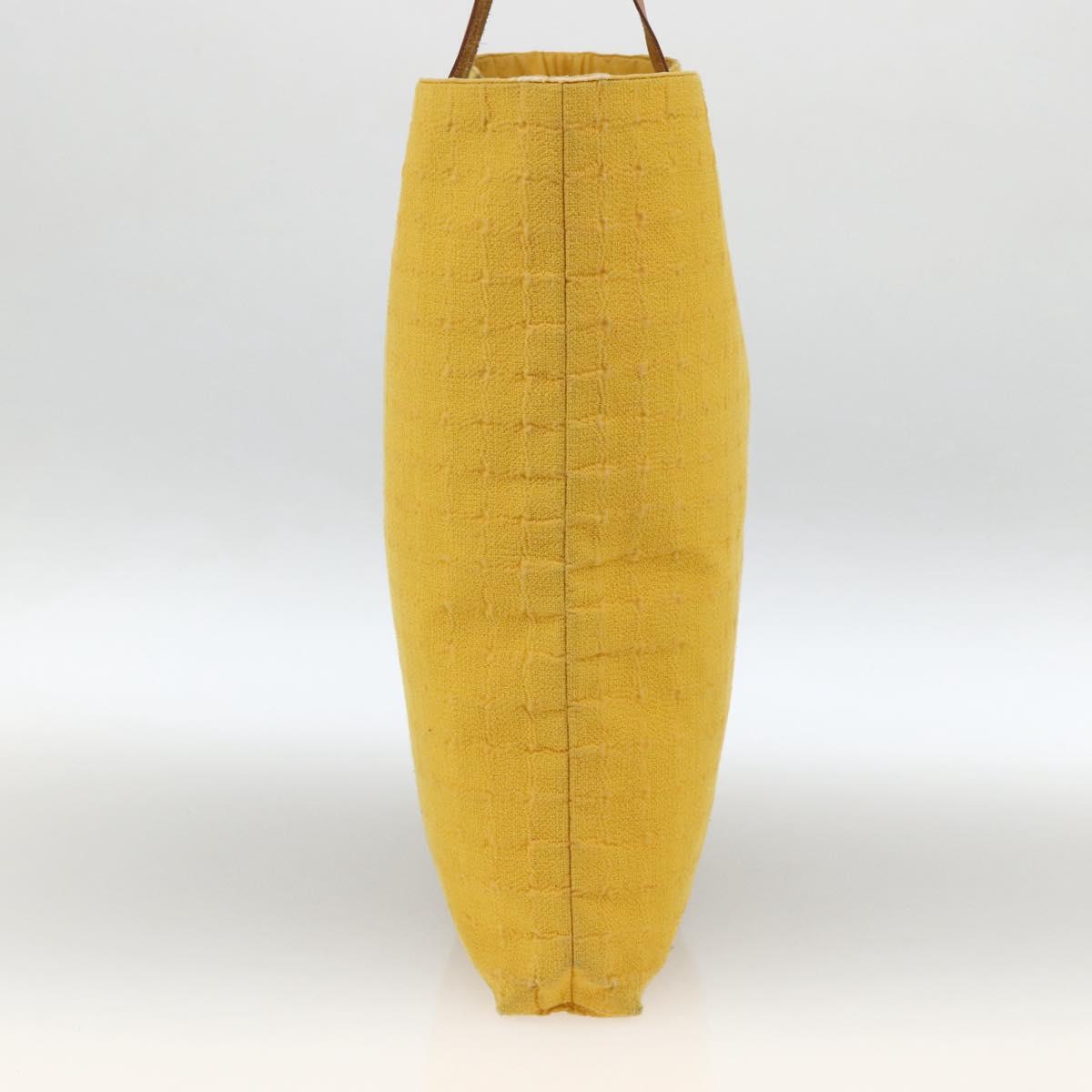 HERMES Amedaba GM Tote Bag Canvas Leather Yellow gold Auth BA11452