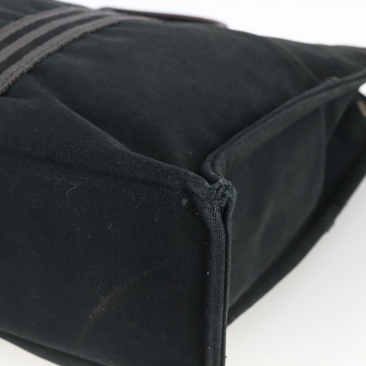 HERMES Fourre ToutMM Hand Bag Canvas Black Auth BA11454