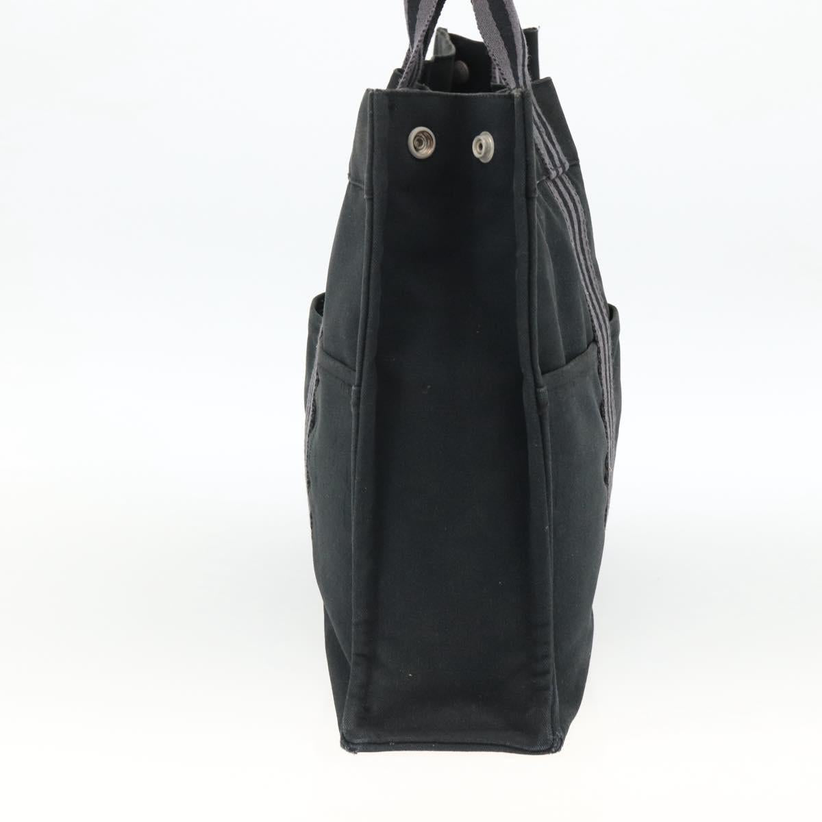HERMES Fourre ToutMM Hand Bag Canvas Black Auth BA11454