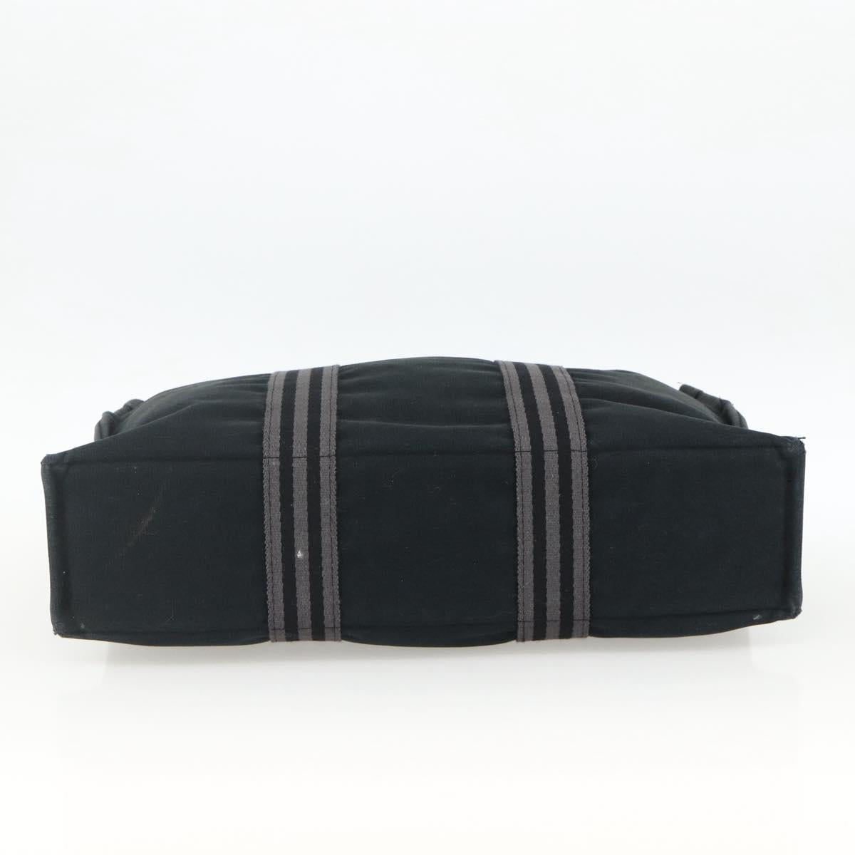 HERMES Fourre ToutMM Hand Bag Canvas Black Auth BA11454