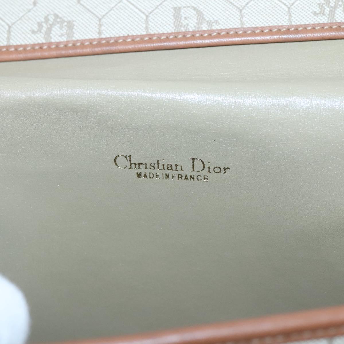 Christian Dior Honeycomb Canvas Shoulder Bag Beige Gold Auth BA1146