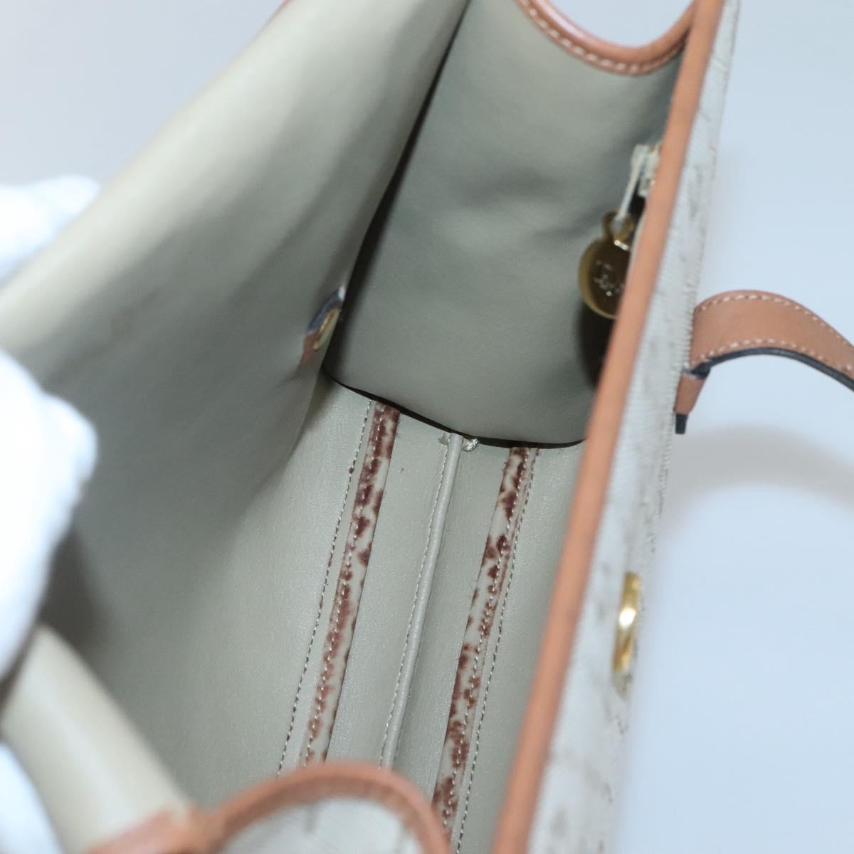 Christian Dior Honeycomb Canvas Shoulder Bag Beige Gold Auth BA1146