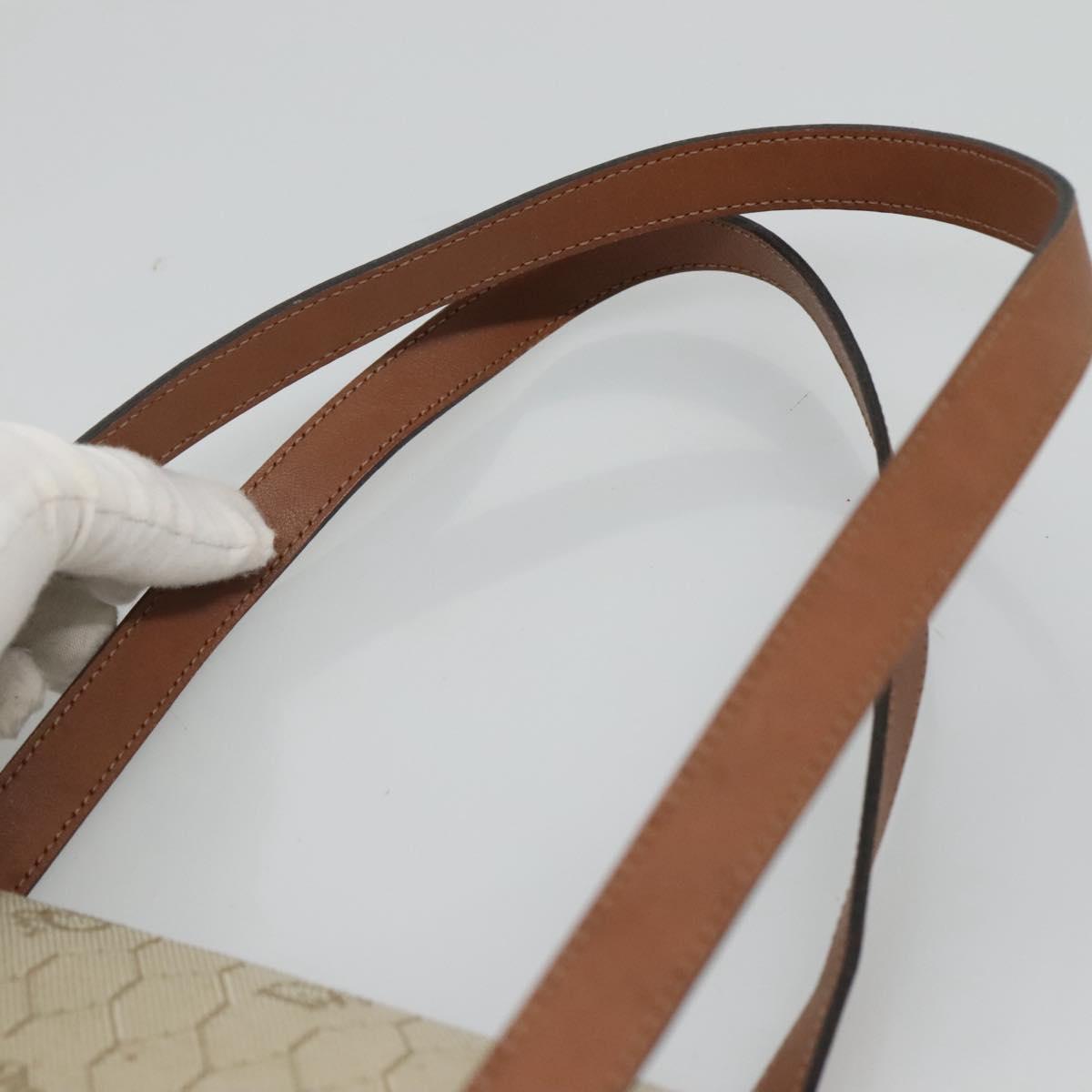 Christian Dior Honeycomb Canvas Shoulder Bag Beige Gold Auth BA1146