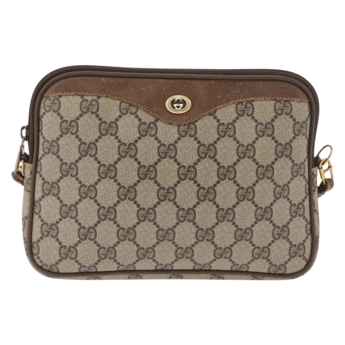 GUCCI GG Supreme Shoulder Bag PVC Beige Gold 97 02 068 Auth BA11460