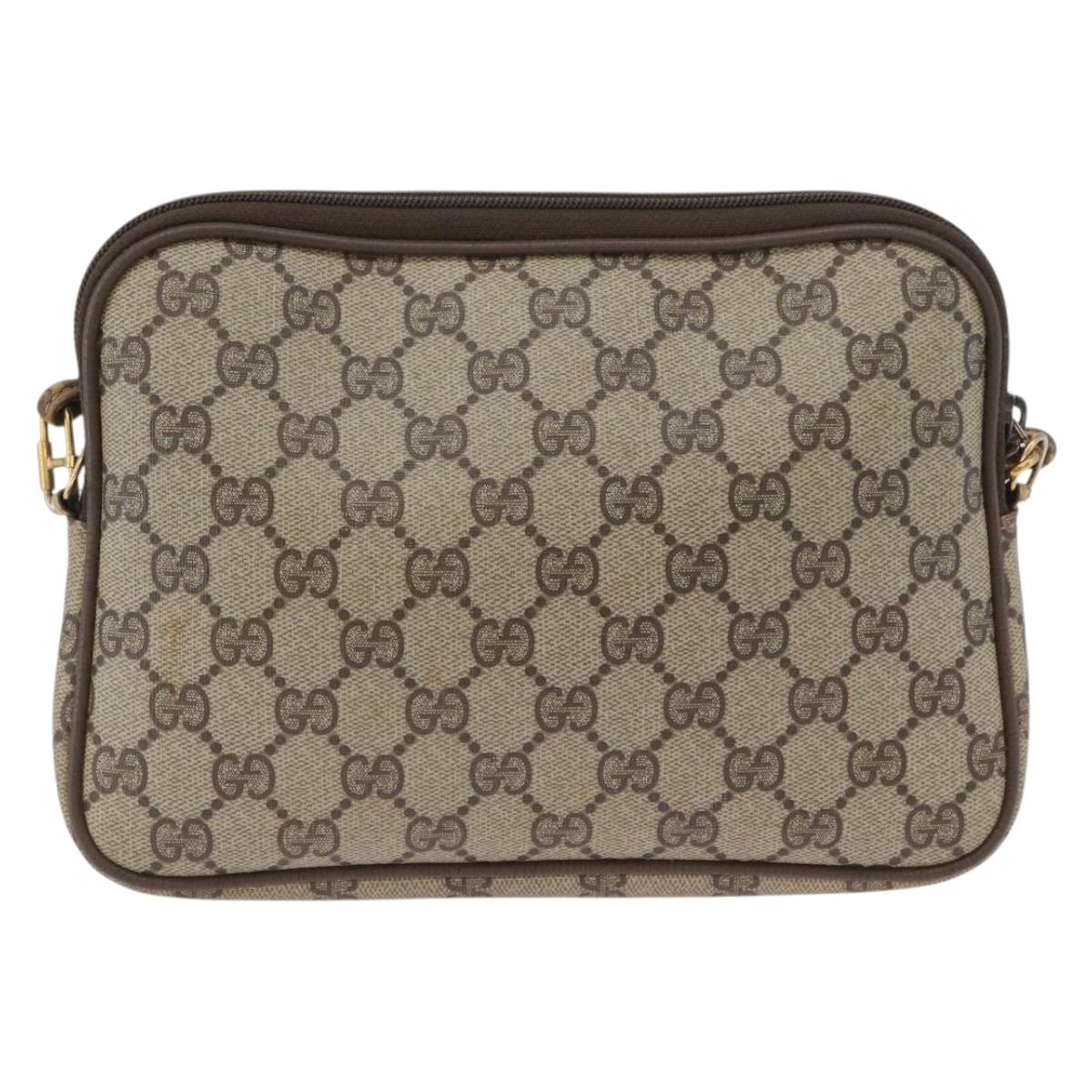 GUCCI GG Supreme Shoulder Bag PVC Beige Gold 97 02 068 Auth BA11460