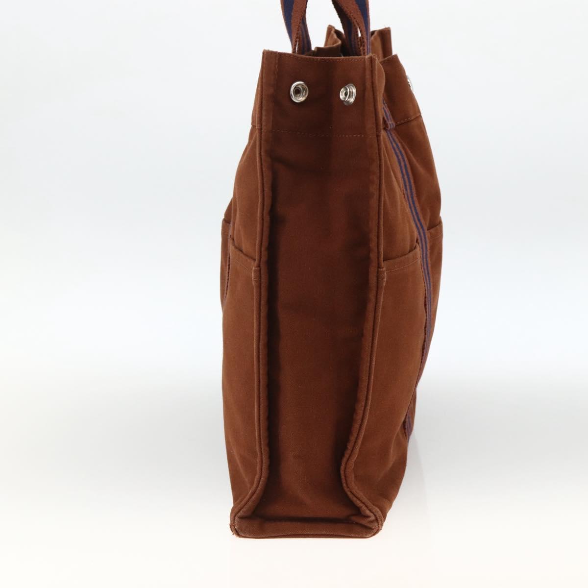 HERMES Fourre ToutMM Hand Bag Canvas Brown Auth BA11462