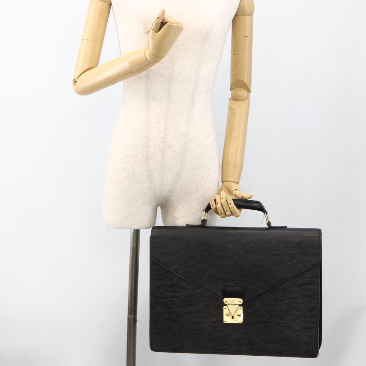 LOUIS VUITTON Epi ServietteConseiller Business Bag Black M54422 LV Auth BA11466