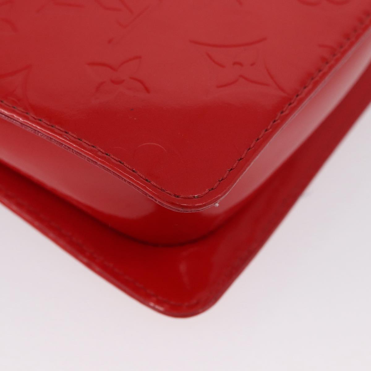 LOUIS VUITTON Monogram Vernis Motto Accessory Pouch Red M91137 LV Auth BA11468