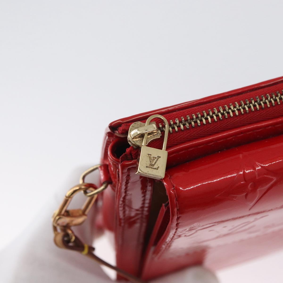 LOUIS VUITTON Monogram Vernis Motto Accessory Pouch Red M91137 LV Auth BA11468