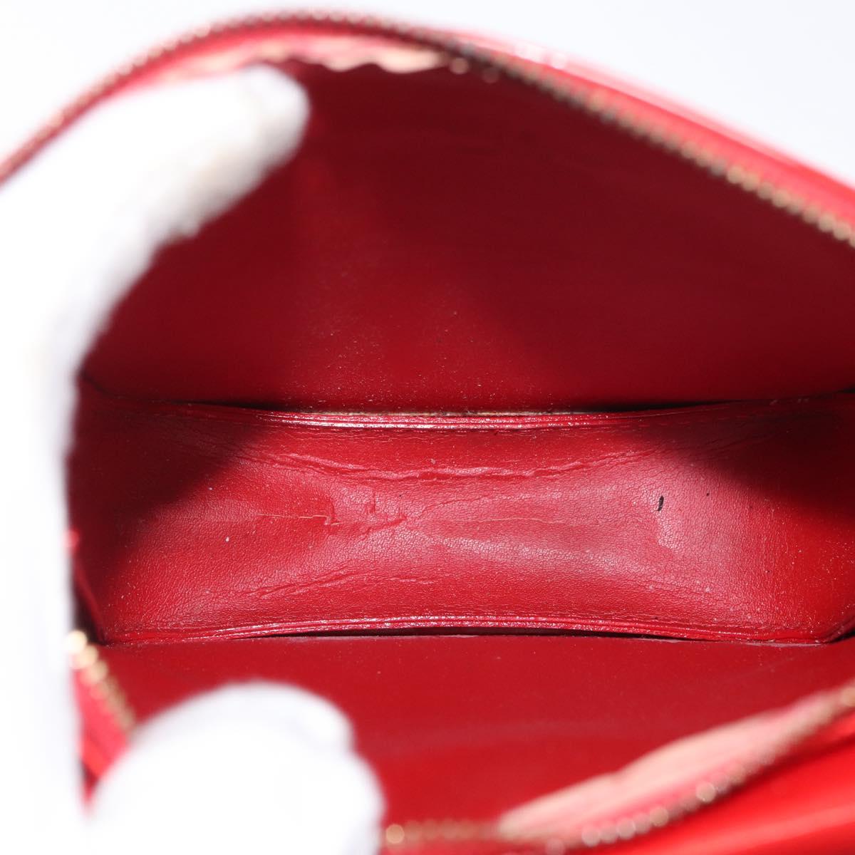 LOUIS VUITTON Monogram Vernis Motto Accessory Pouch Red M91137 LV Auth BA11468