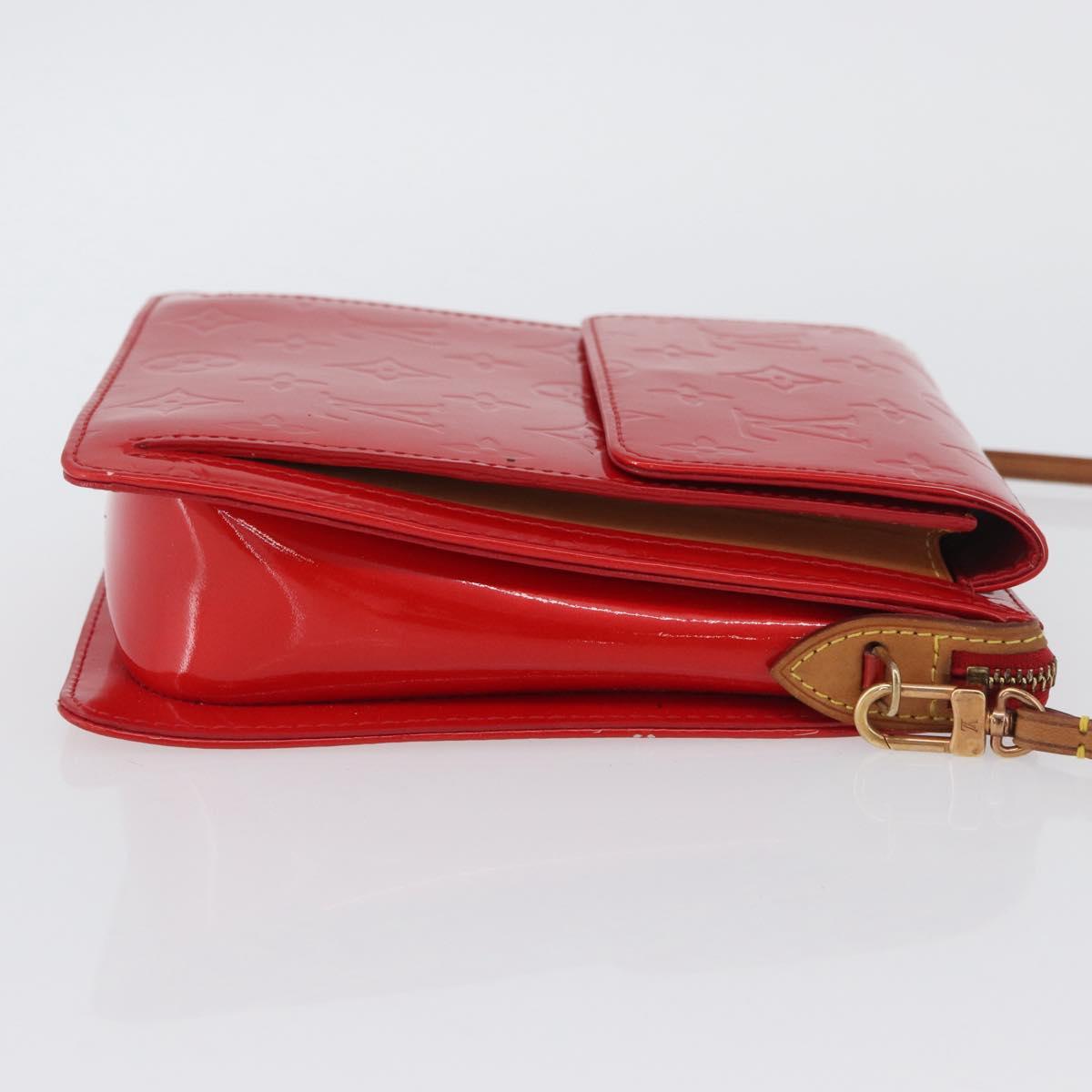 LOUIS VUITTON Monogram Vernis Motto Accessory Pouch Red M91137 LV Auth BA11468