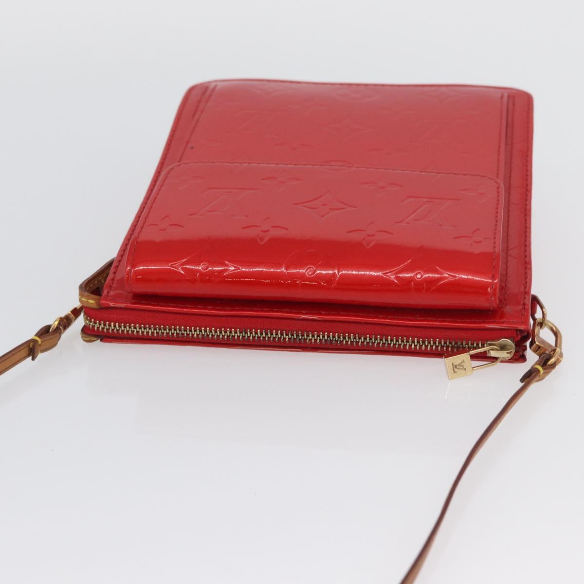 LOUIS VUITTON Monogram Vernis Motto Accessory Pouch Red M91137 LV Auth BA11468