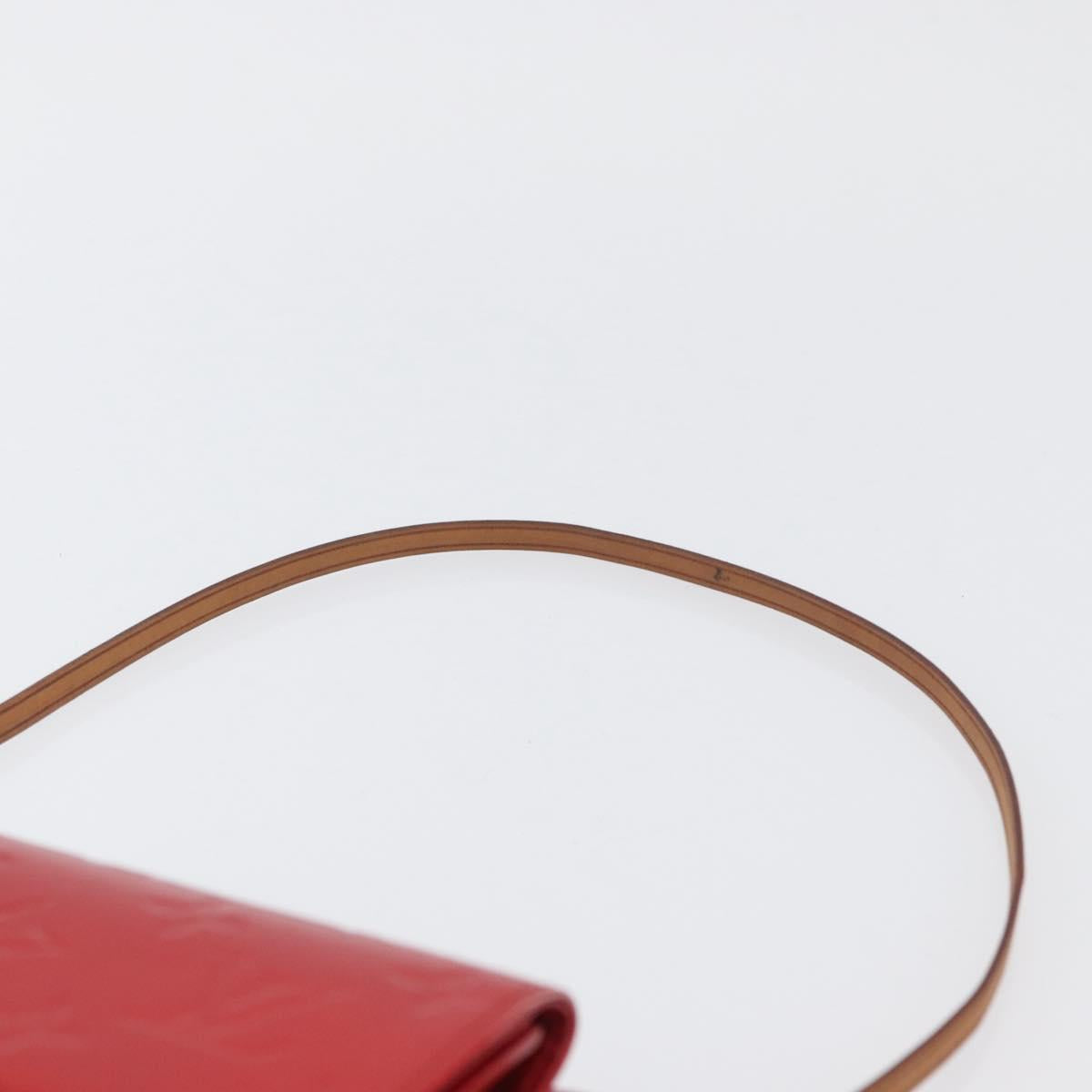 LOUIS VUITTON Monogram Vernis Motto Accessory Pouch Red M91137 LV Auth BA11468