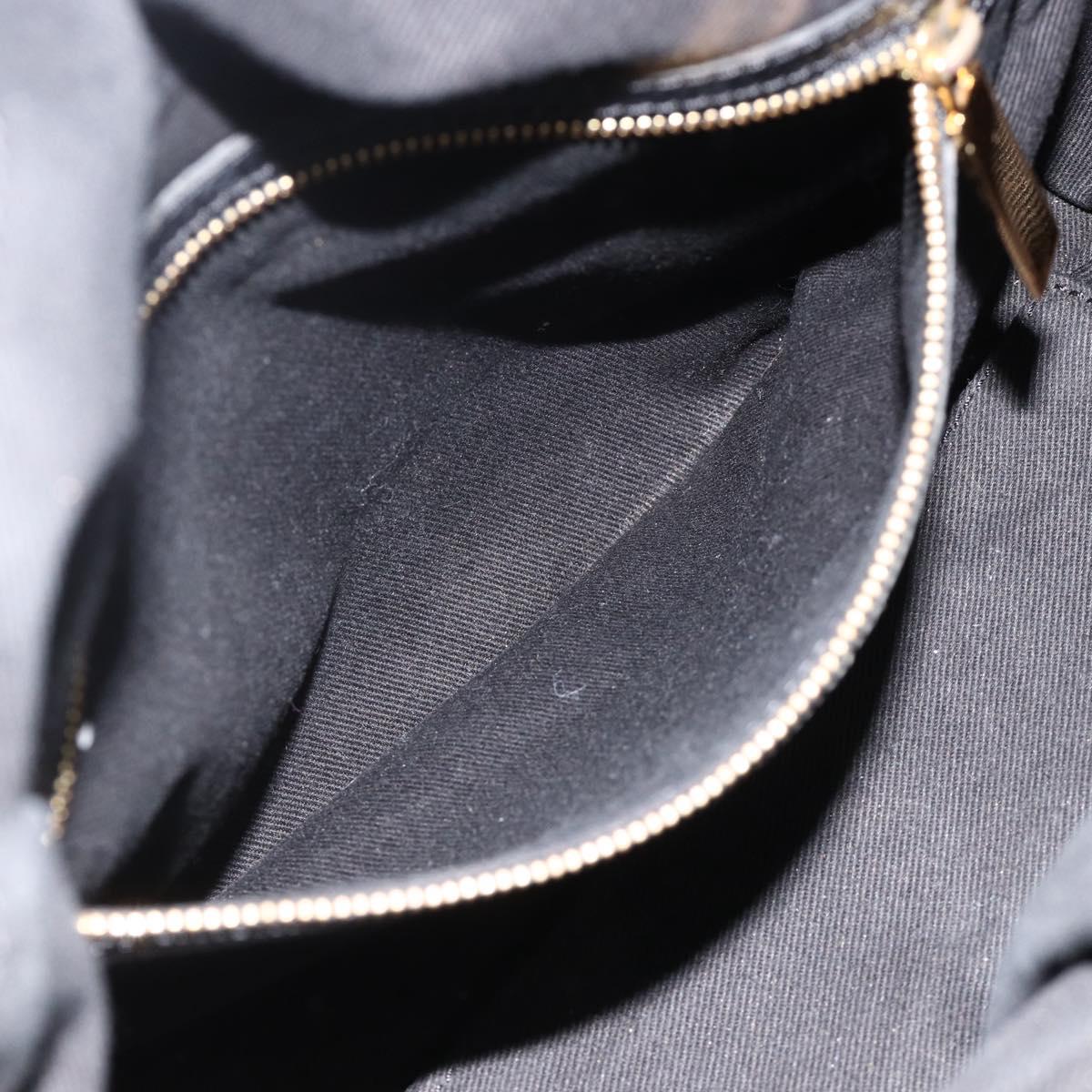 VALENTINO Ribbon Tote Bag Leather Black Gold Auth BA11469