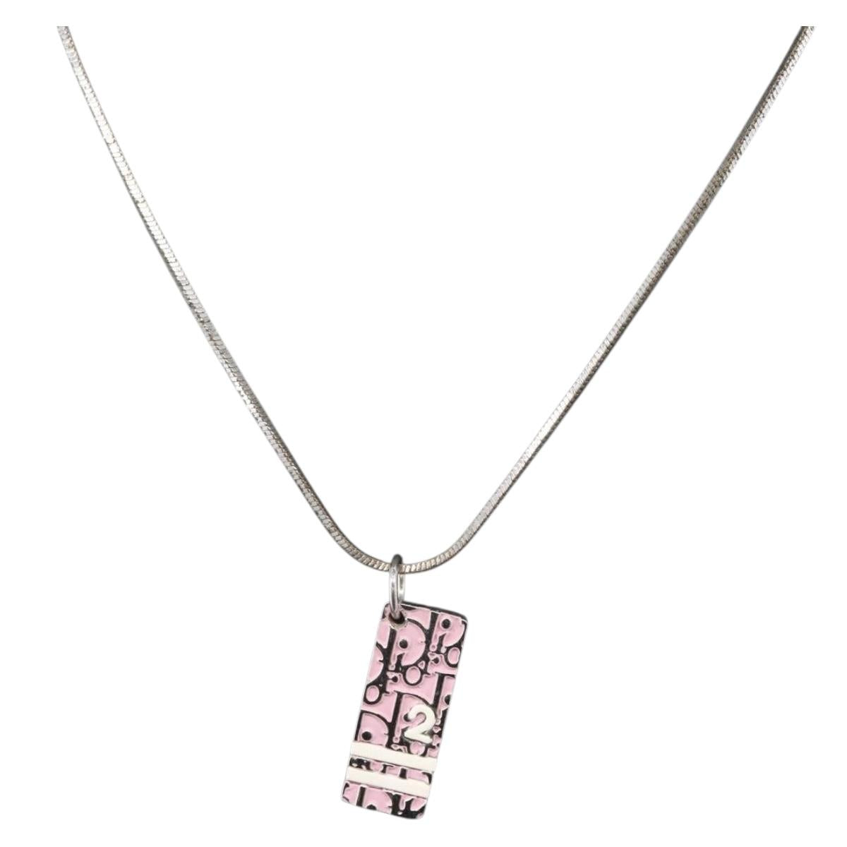 Christian Dior Necklace metal Silver Auth BA11470