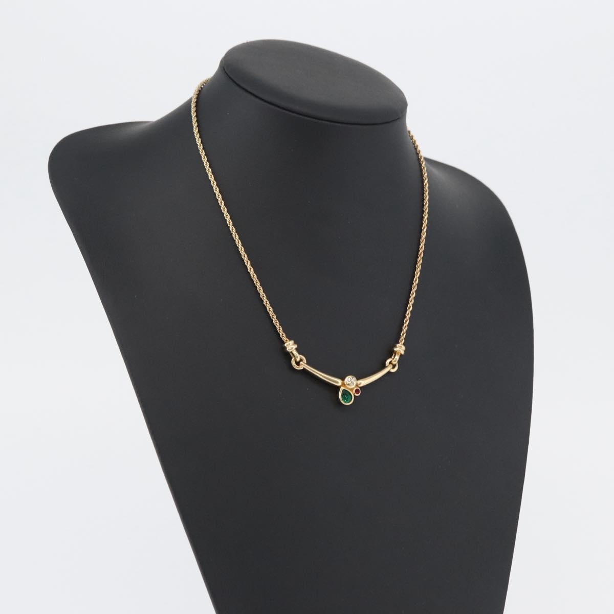 Christian Dior Necklace metal Gold Tone Auth BA11471A