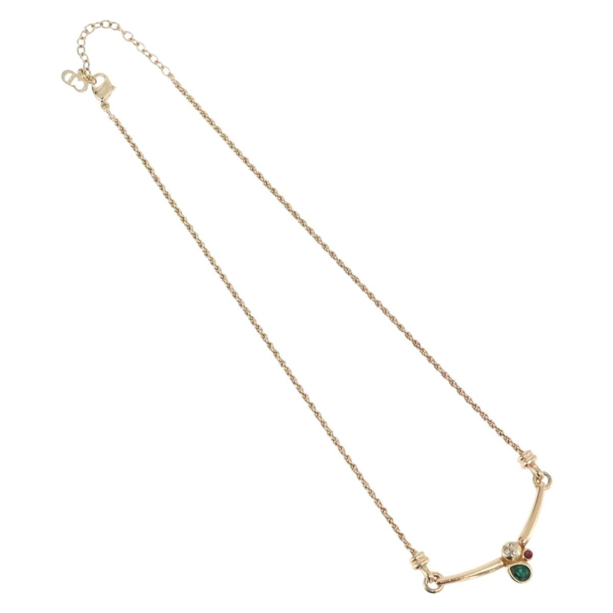 Christian Dior Necklace metal Gold Tone Auth BA11471A