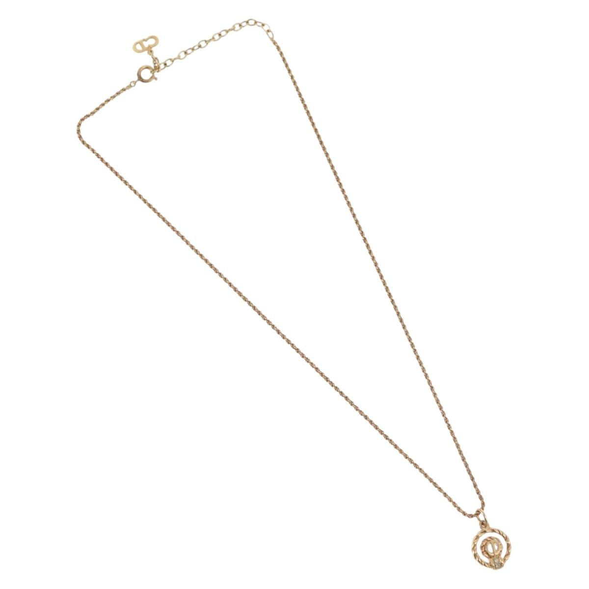 Christian Dior Necklace metal Gold Tone Auth BA11472