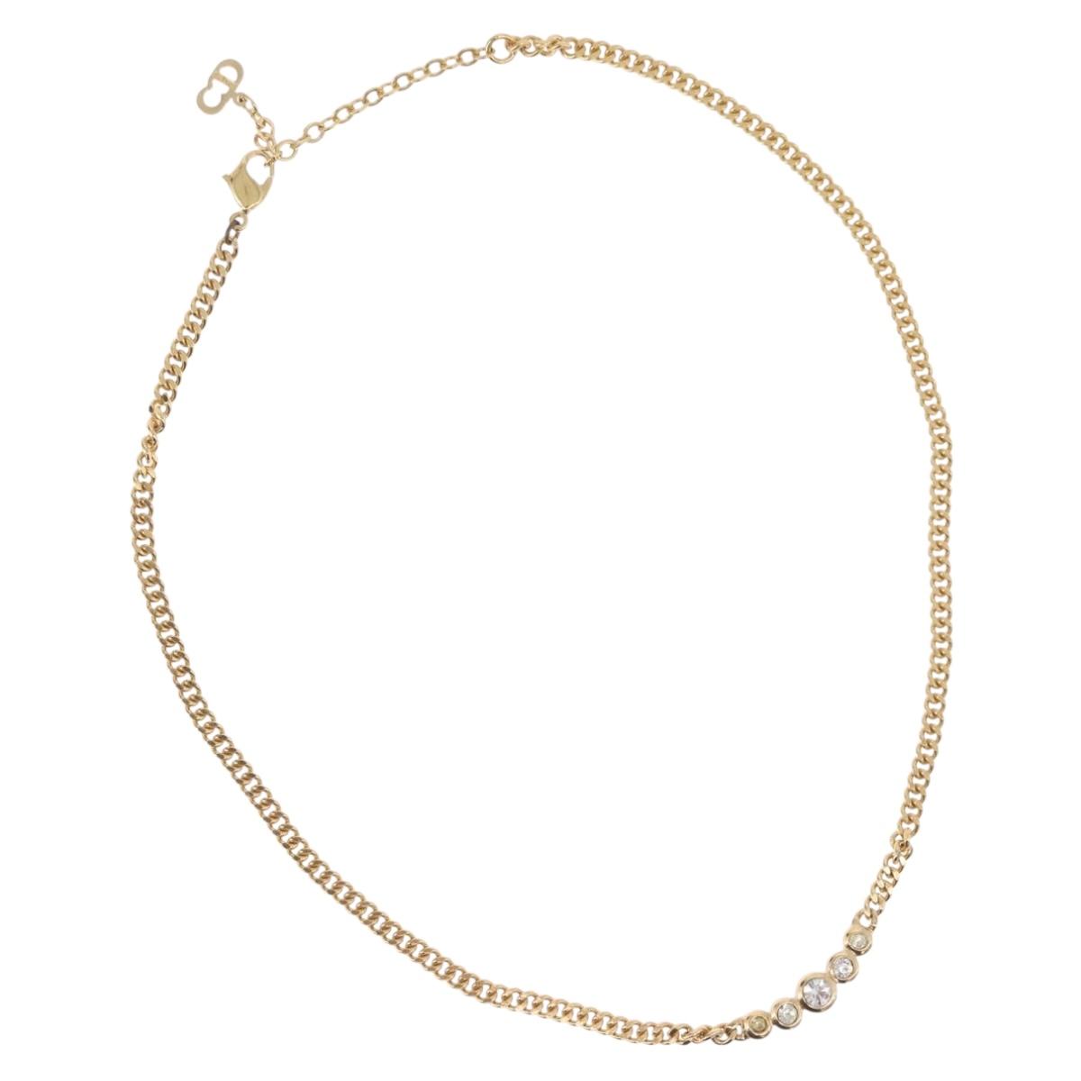 Christian Dior Necklace metal Gold Tone Auth BA11478