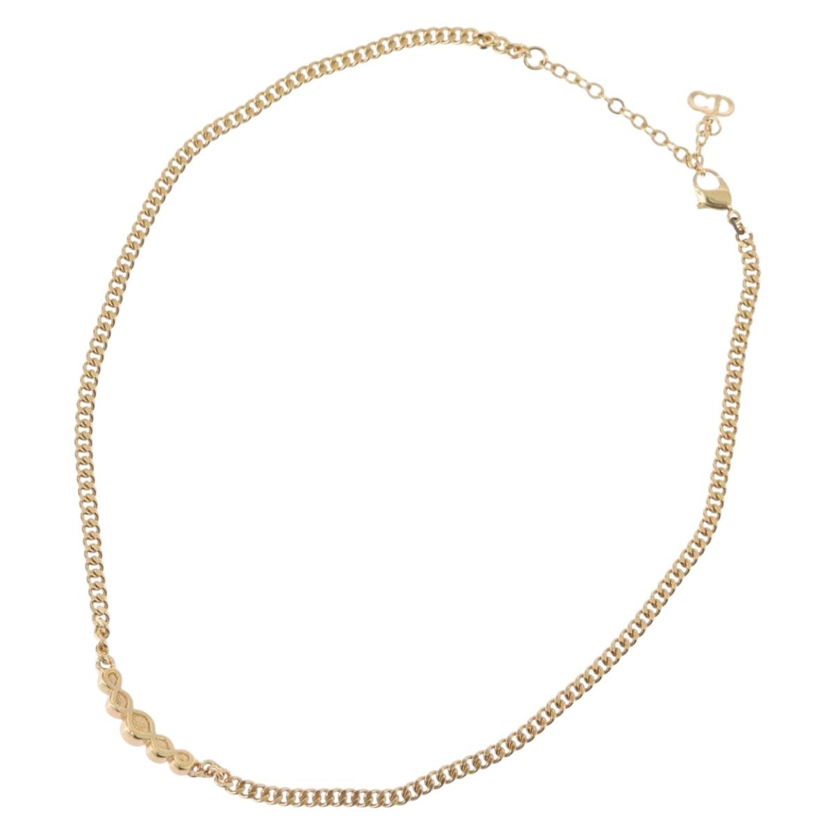 Christian Dior Necklace metal Gold Tone Auth BA11478