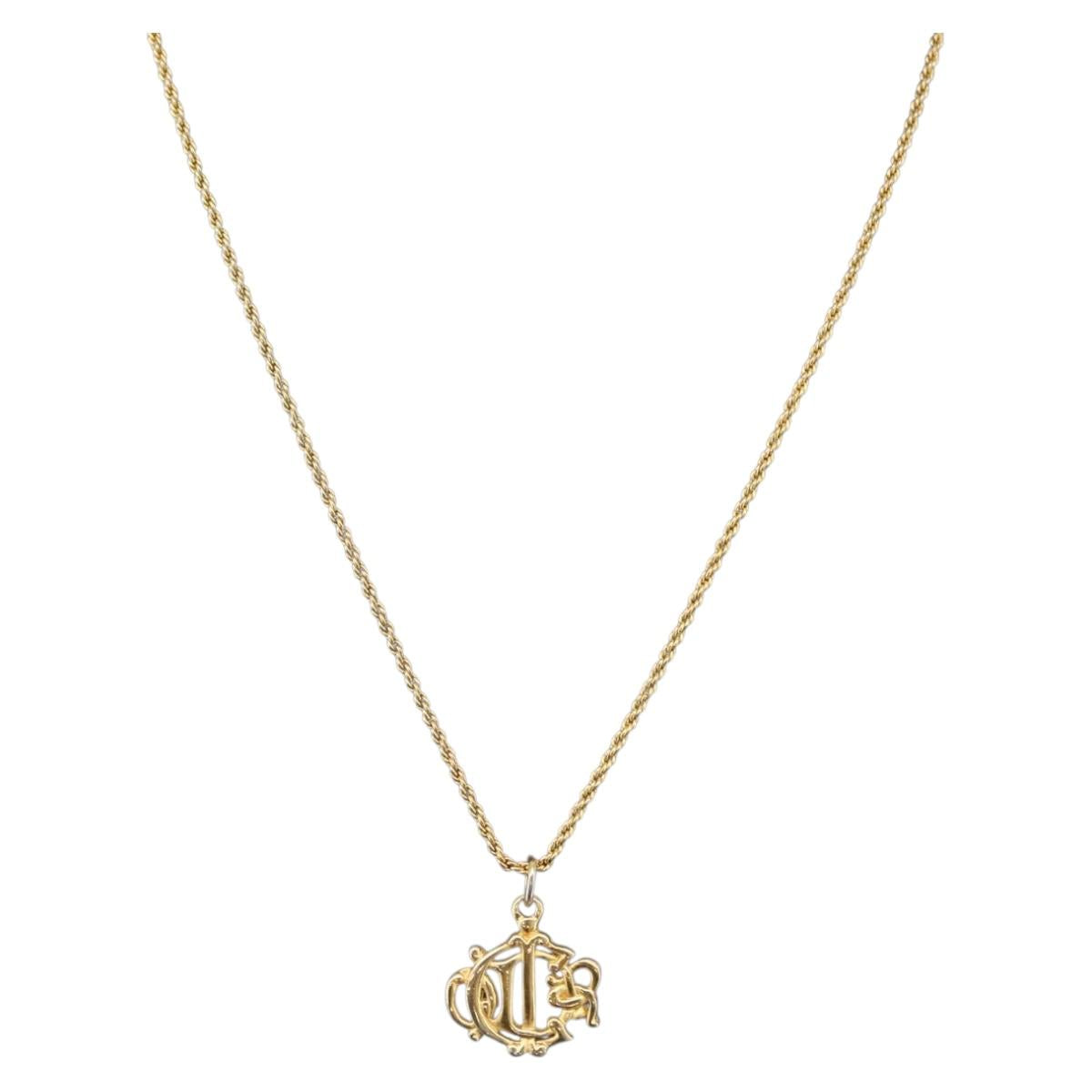 Christian Dior Necklace metal Gold Tone Auth BA11483
