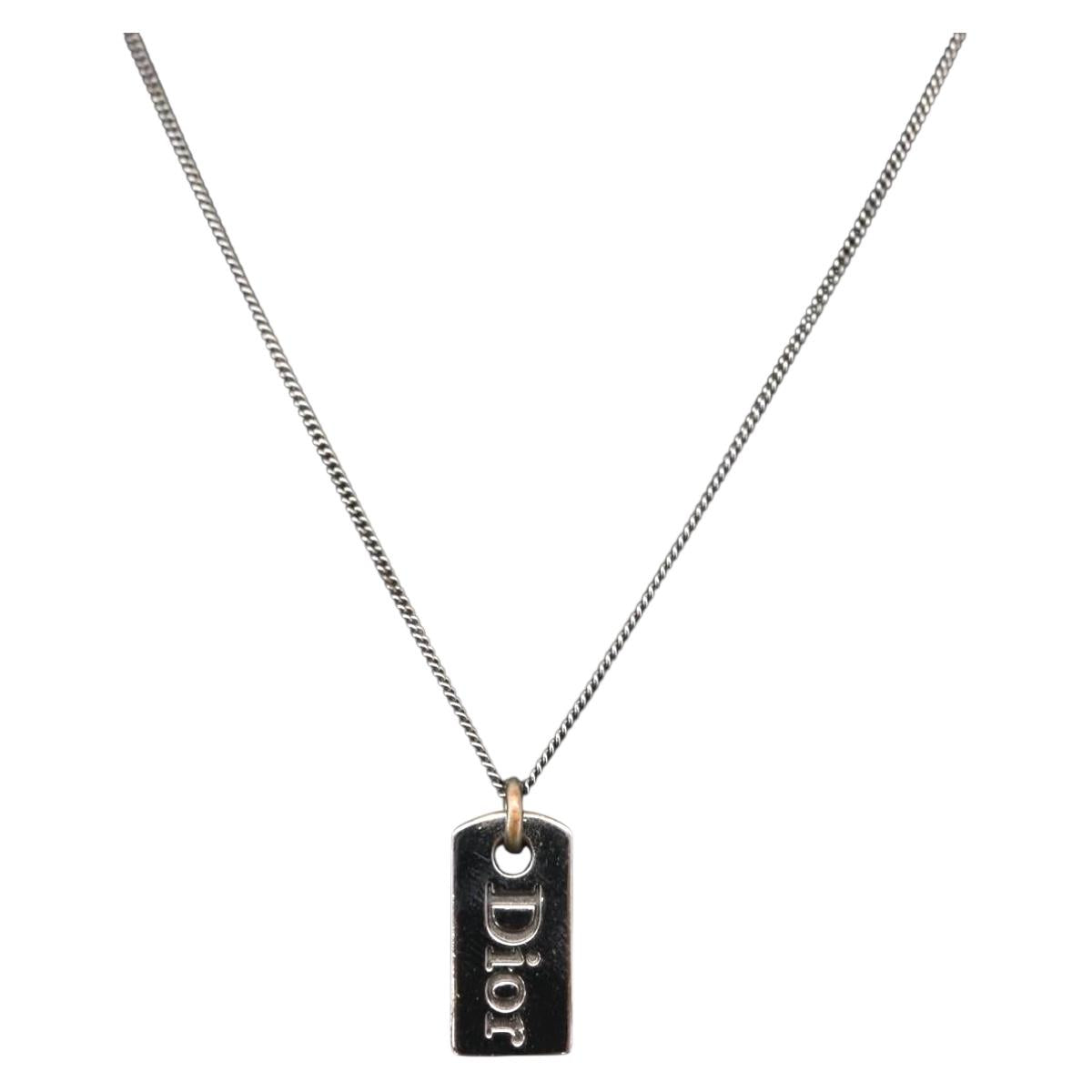 Christian Dior Necklace metal Silver Auth BA11485